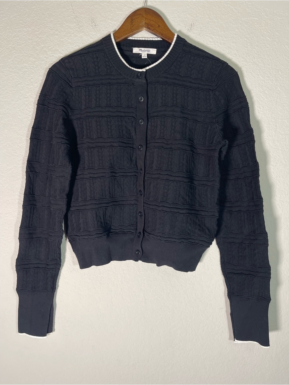 Madewell NWT Pointelle-Stitch Cardigan Size Large | Slim Fit and Cropped